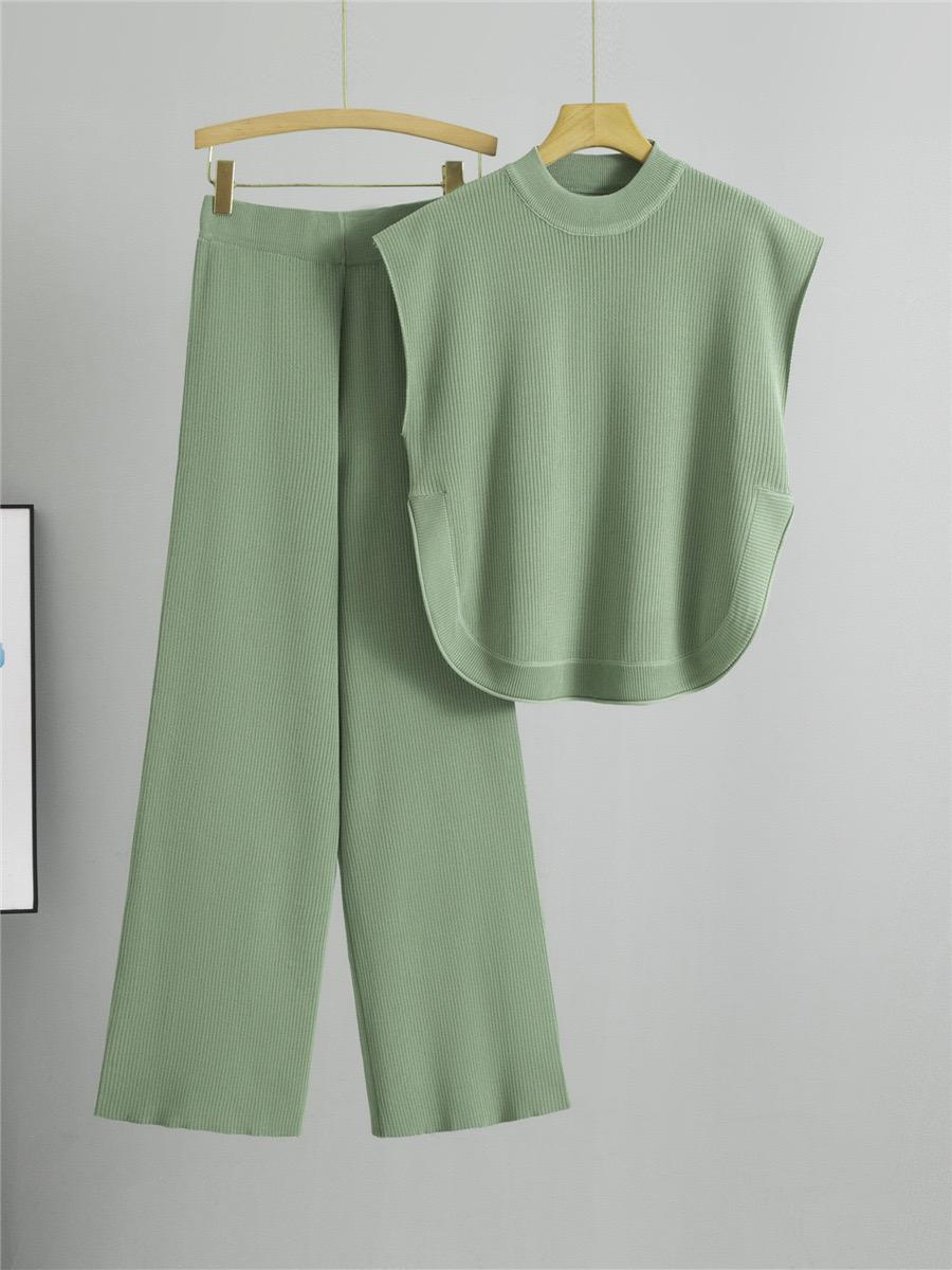 Addison Ribbed Coord Set In Sage Green