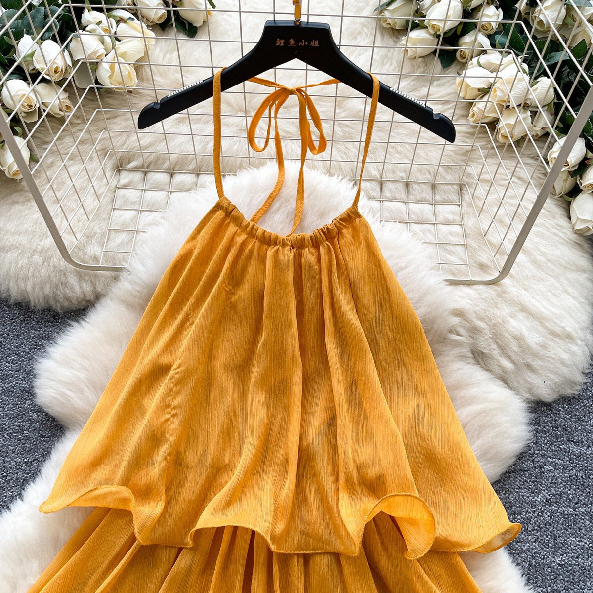 Adela Halterneck Ruffle Mini Dress