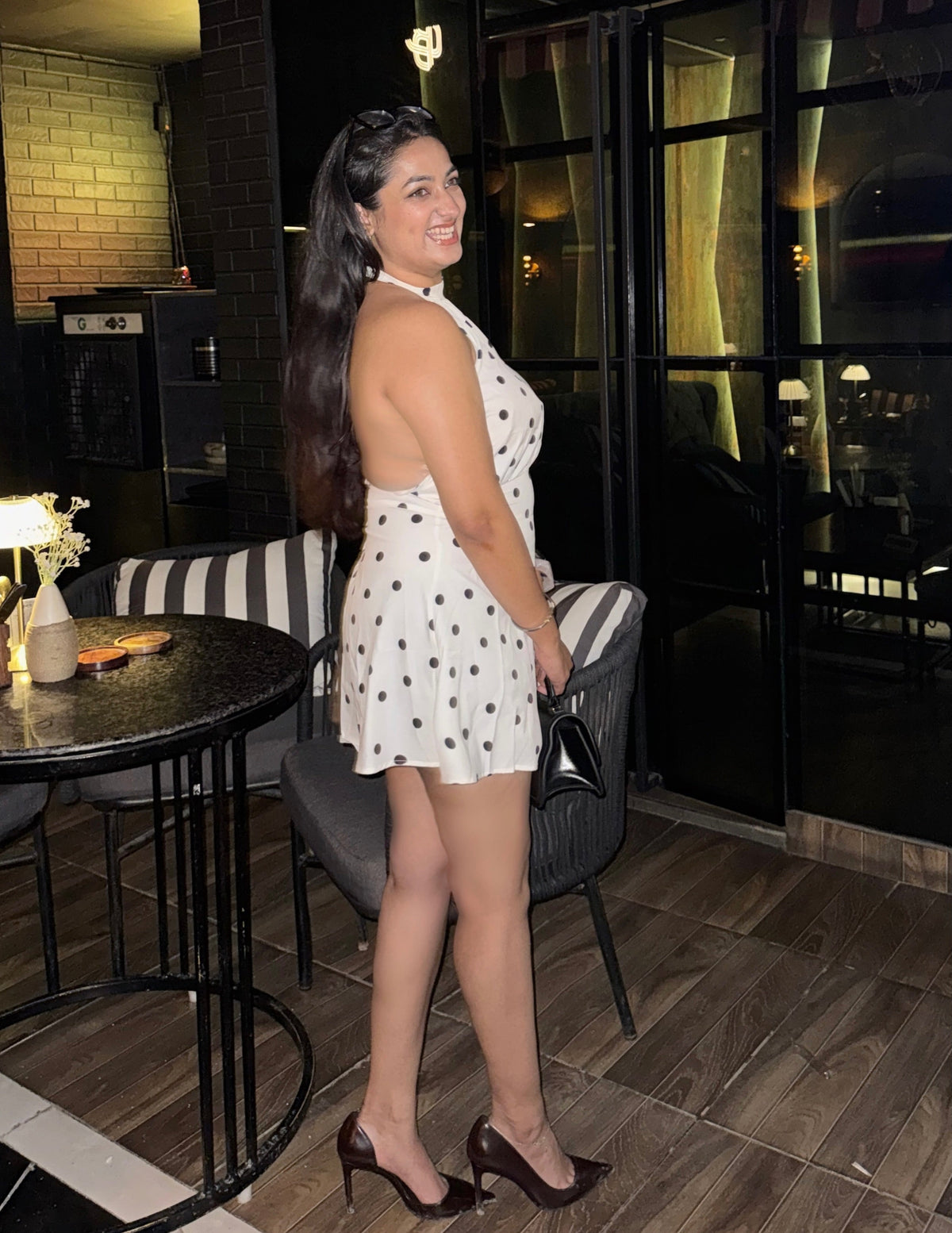 Andora Halterneck Polka Mini Dress