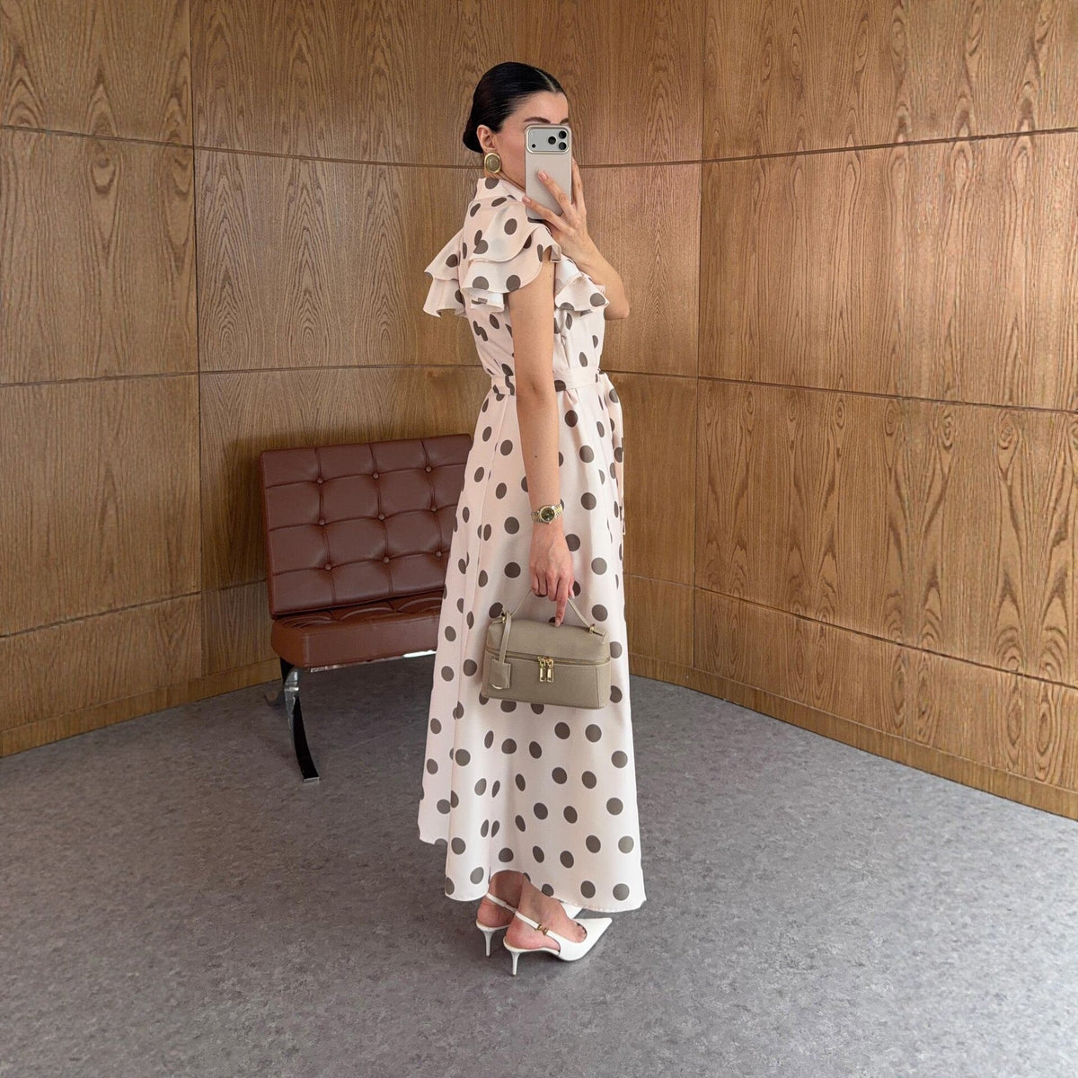 Noemie Ruffle Polka Maxi Dress