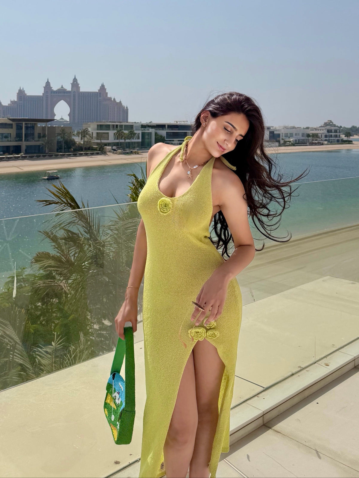 Dera Rosette Resortwear Holiday Dress In Mint