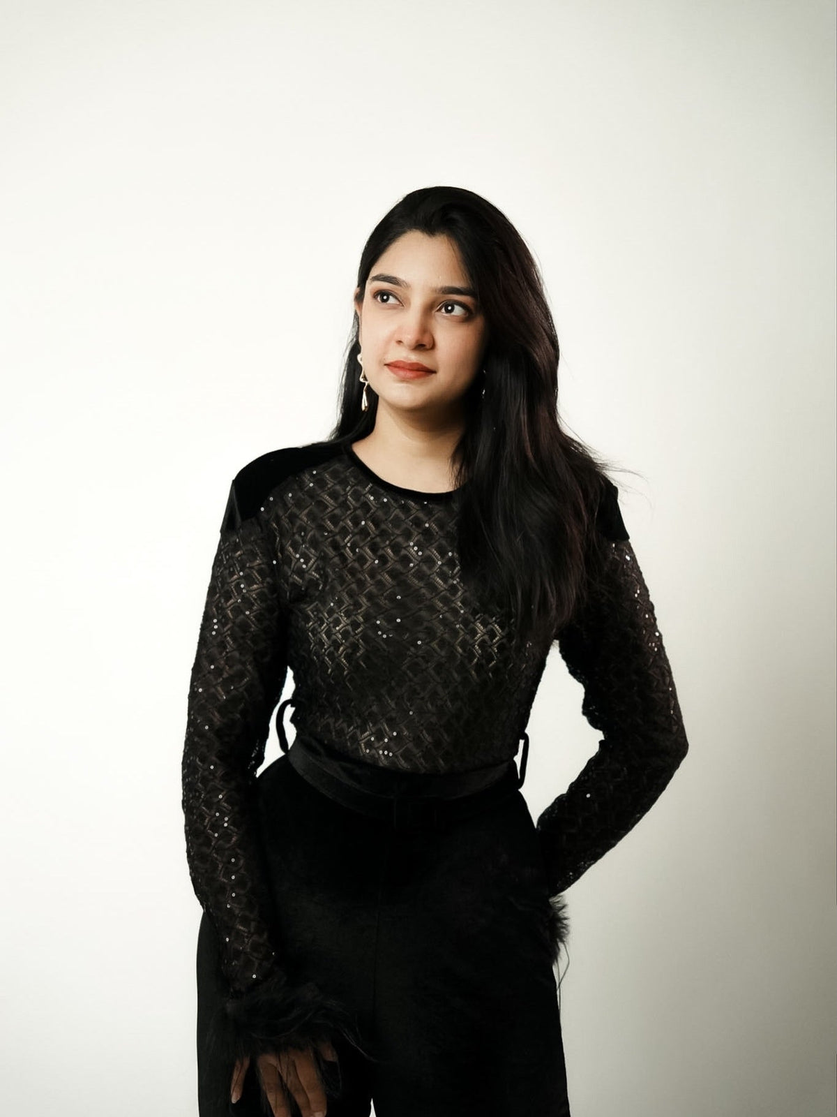 Adelie Fur Velvet Jumpsuit