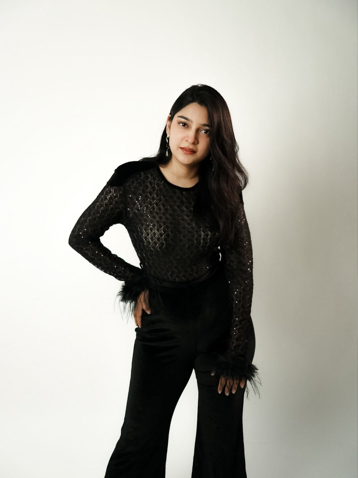 Adelie Fur Velvet Jumpsuit
