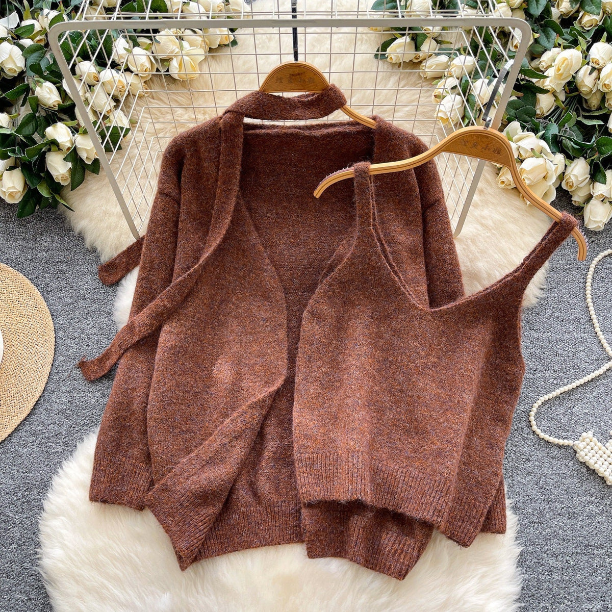 Anouk Woolen Top With Cape Sweater