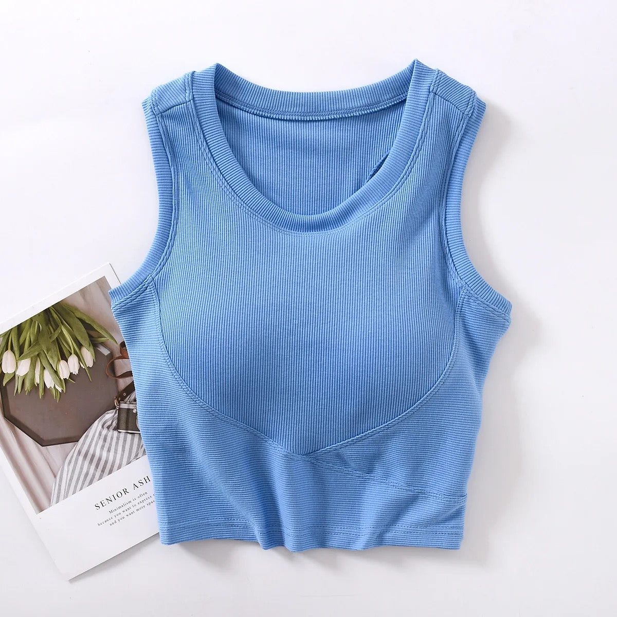 Baco Tank Tops with Inbuilt Bra In White