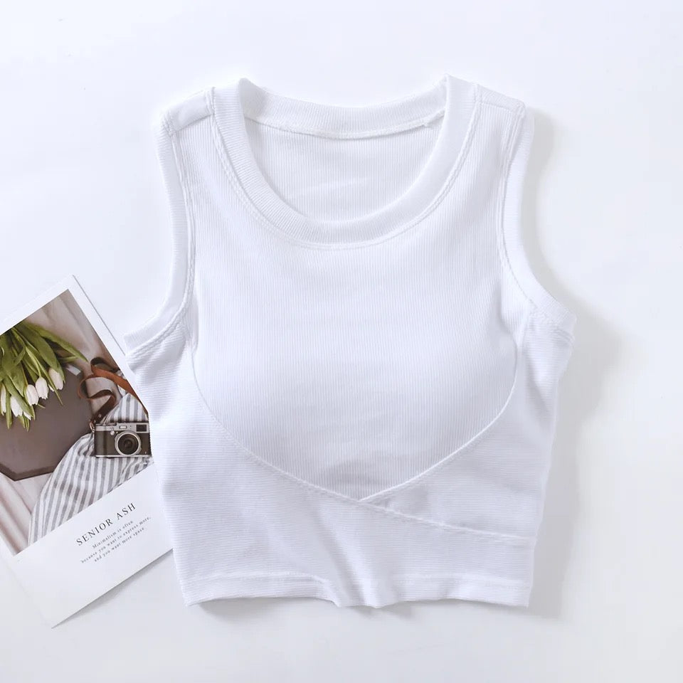 Baco Tank Tops with Inbuilt Bra In White