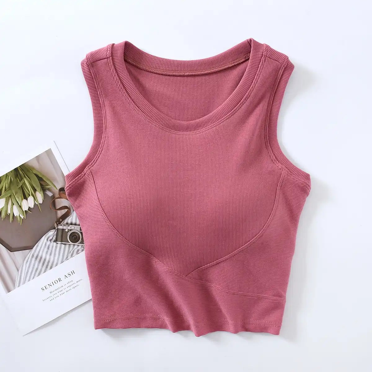 Baco Tank Tops with Inbuilt Bra In White
