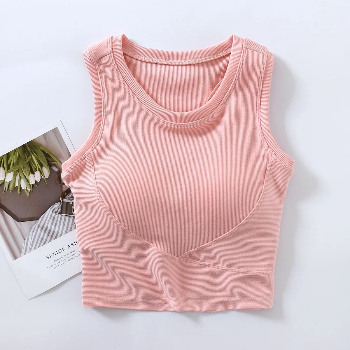 Baco Tank Tops with Inbuilt Bra In White