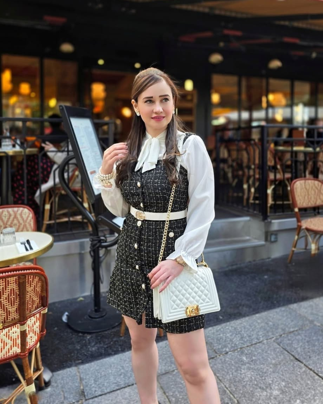 Barrow Tweed Dress In Beige