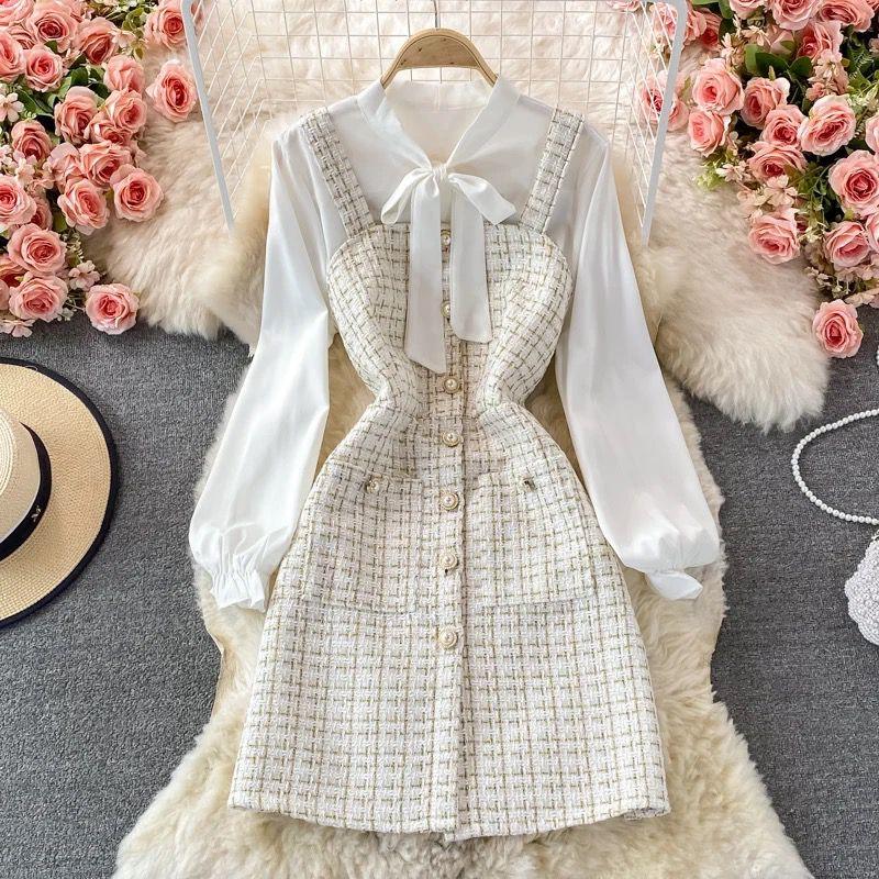 Barrow Tweed Dress In Beige