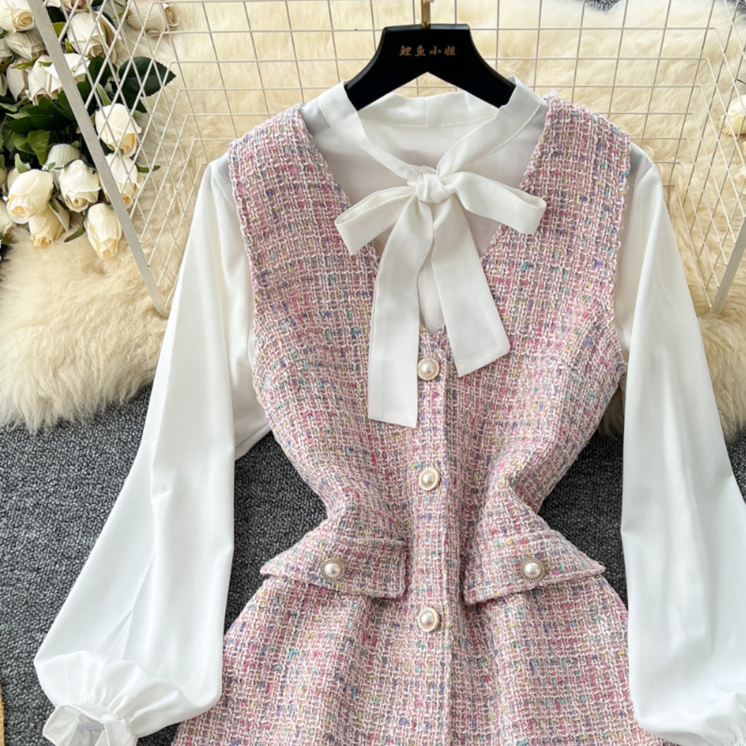 Celes Mini Tweed Dress With Shirt