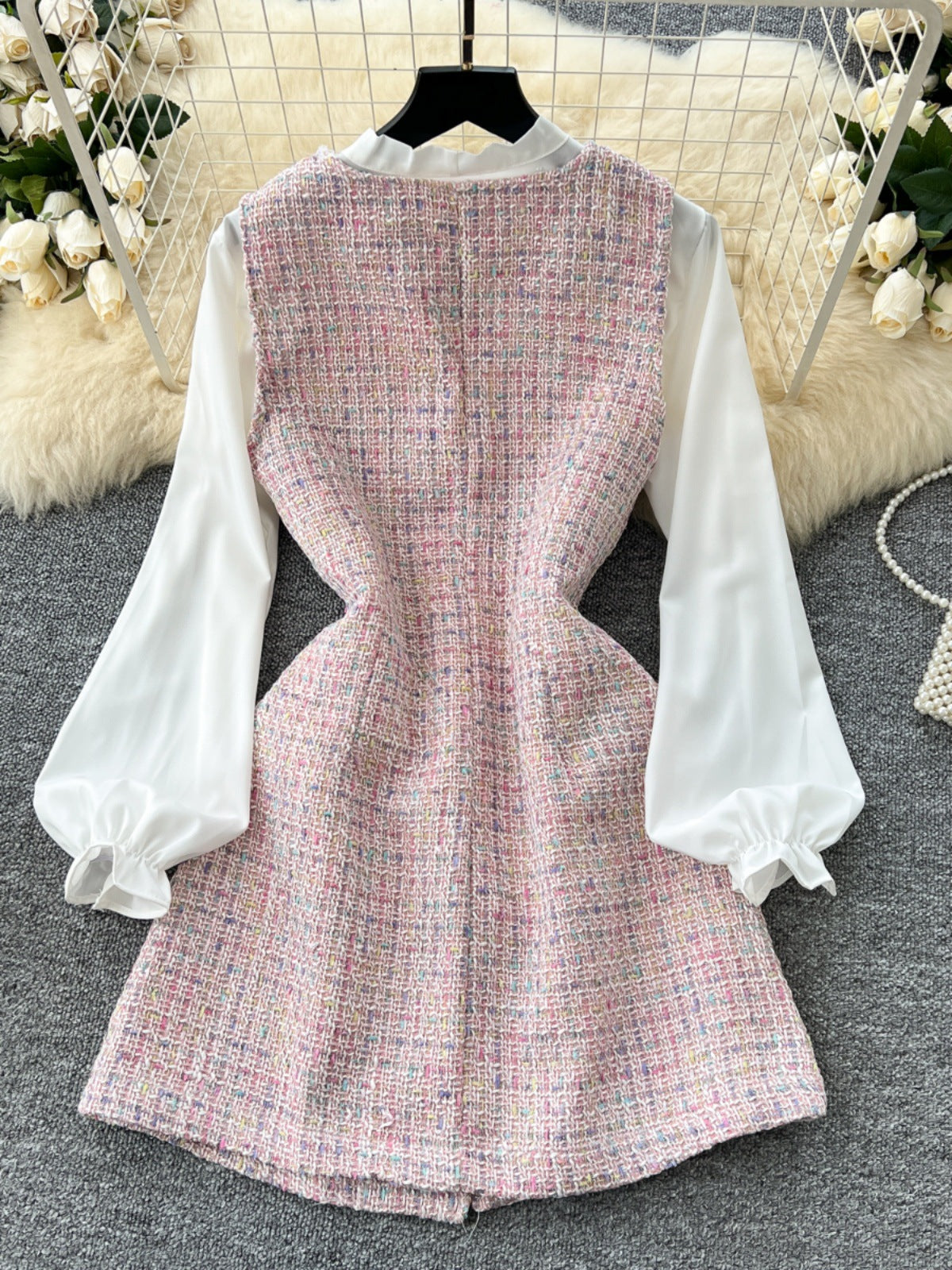 Celes Mini Tweed Dress With Shirt