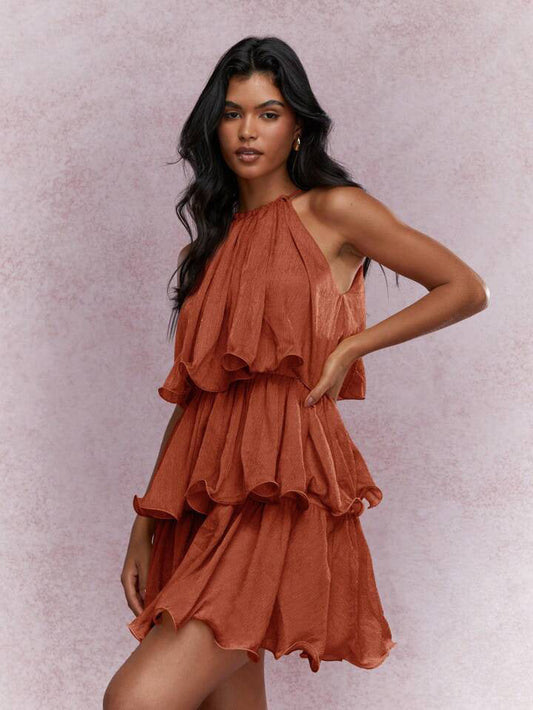 Dovie Halterneck Ruffle Mini Dress