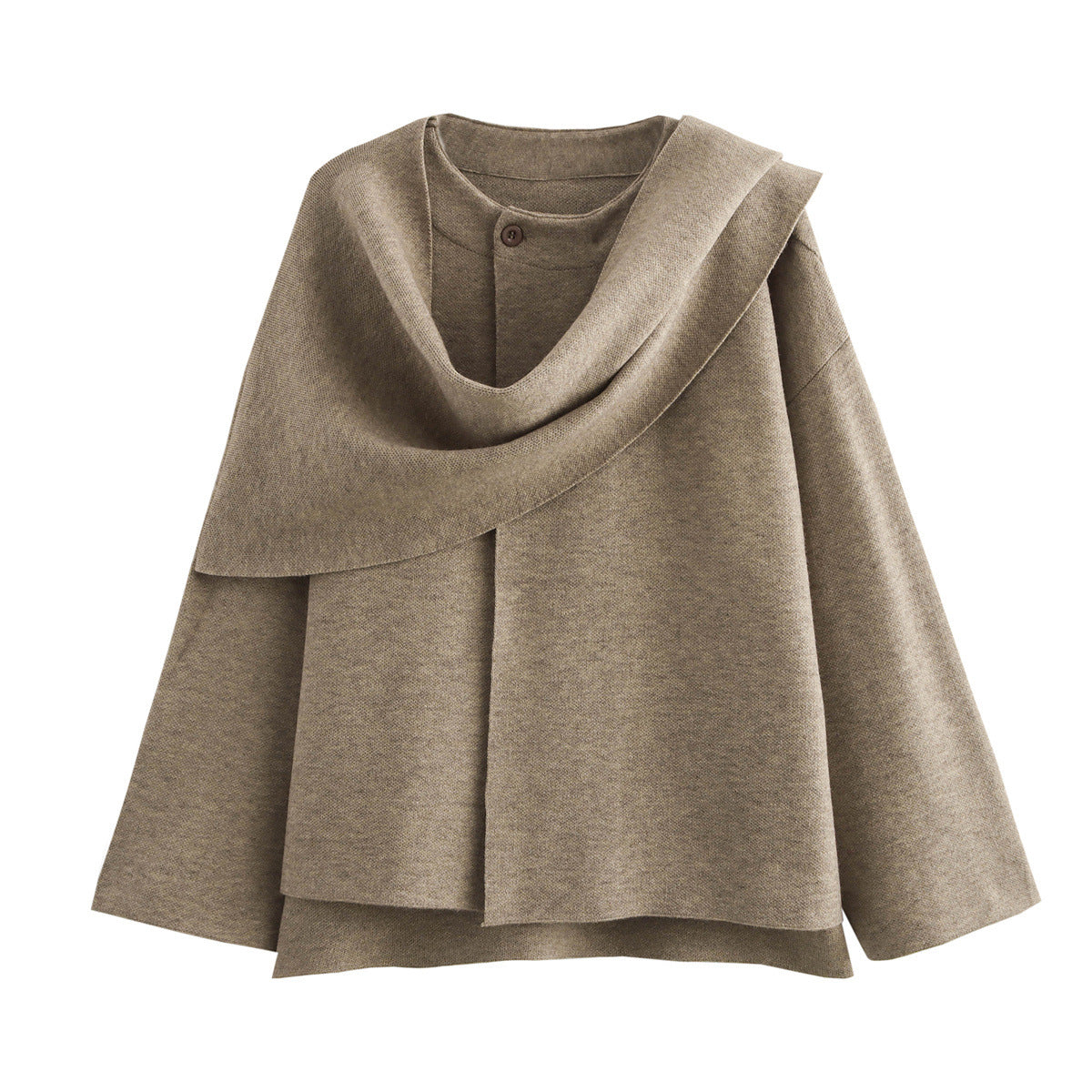Essie Vintage Woolen Short Coat With Scarf In Brown
