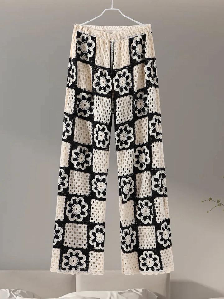 Hanako Crochet Coord Set -Resortwear In Beige
