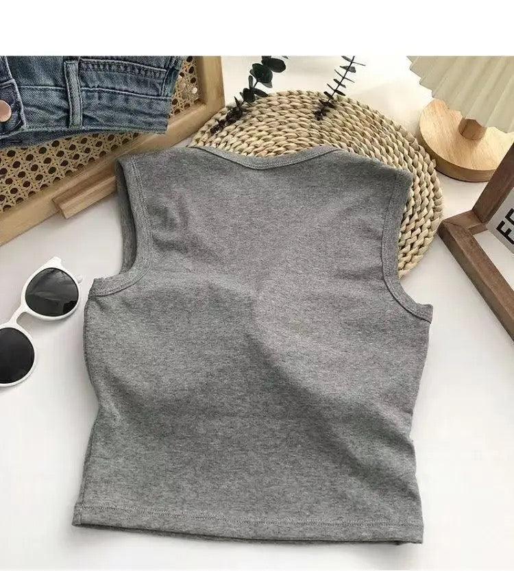 Kelly Tank Tops with Inbuilt Bra In Grey