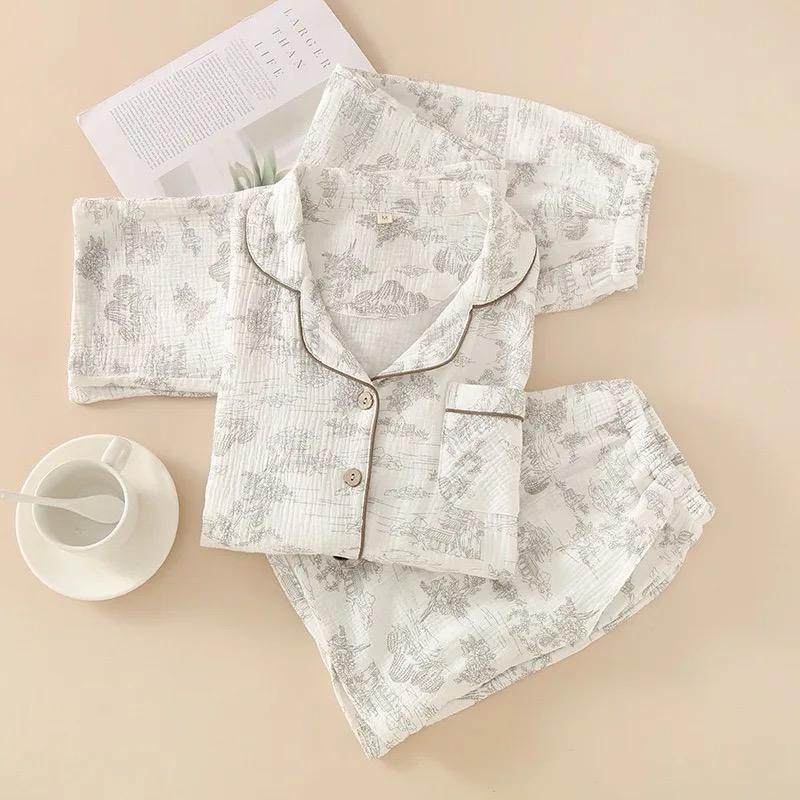 Lara 3 Pc Set Cotton Nightsuit In Off-White