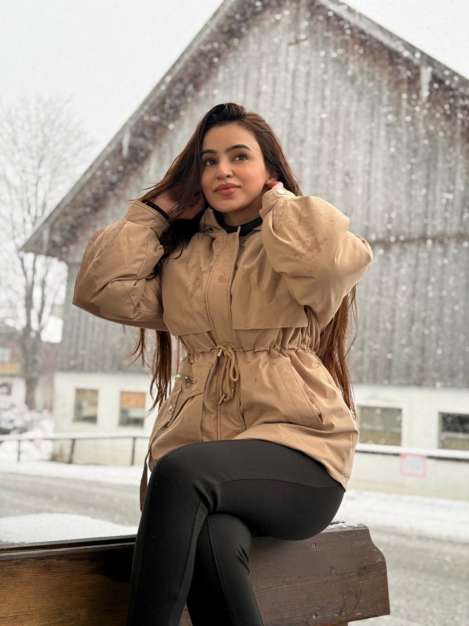 Margot Warm Fleece Lined Parka Jacket In Brown