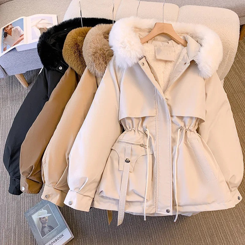 Margot Warm Fleece Lined Parka Jacket In Brown