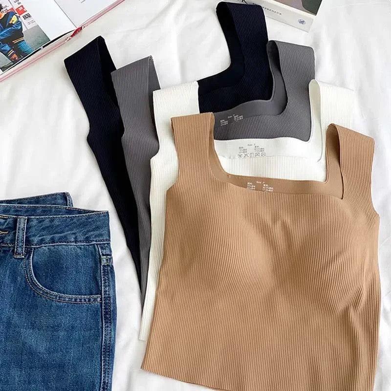 Nino Tank Tops with Inbuilt Bra in Brown