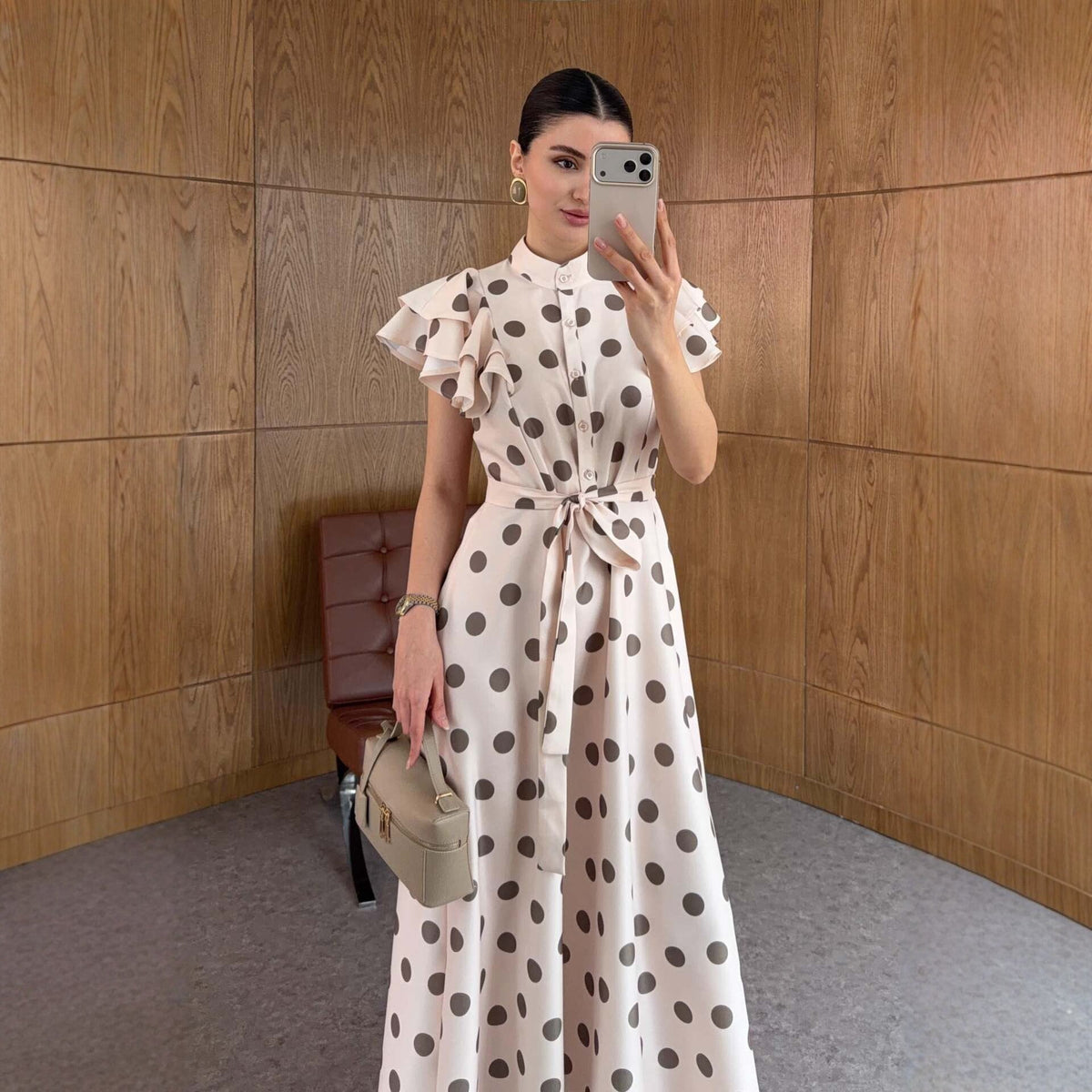 Noemie Ruffle Polka Maxi Dress