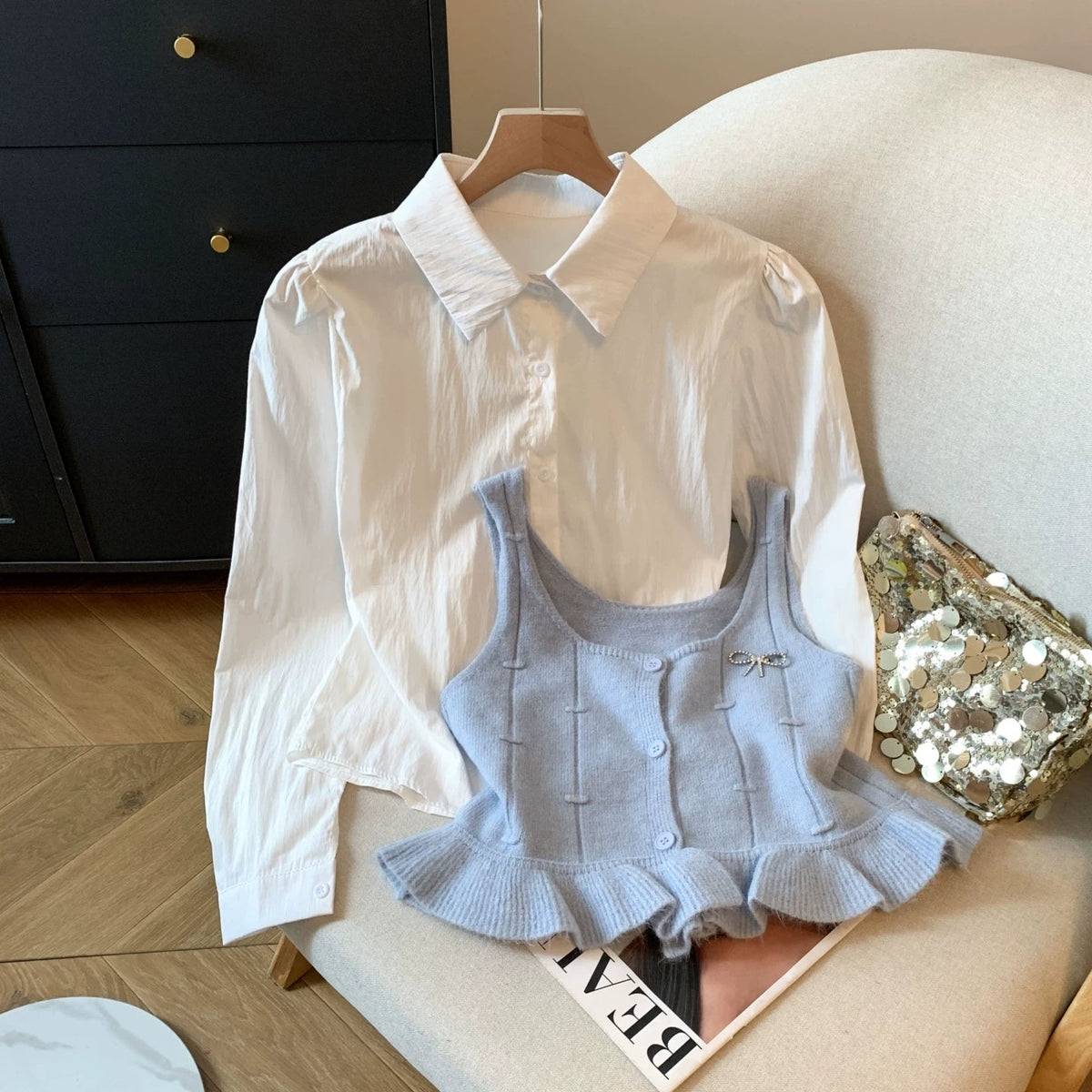 Orlane Two Piece Shirt & Knit Vest Set
