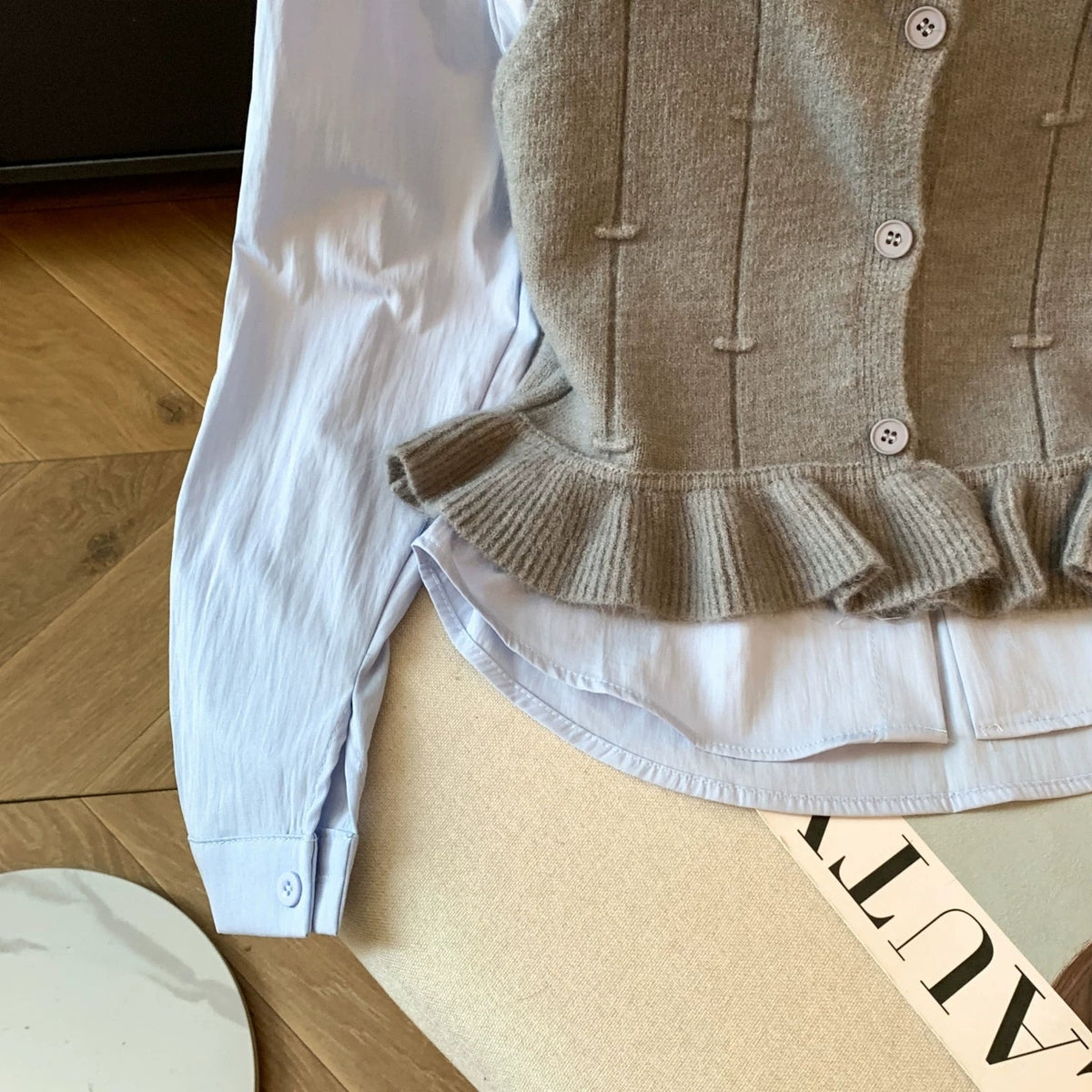 Orlane Two Piece Shirt & Knit Vest Set