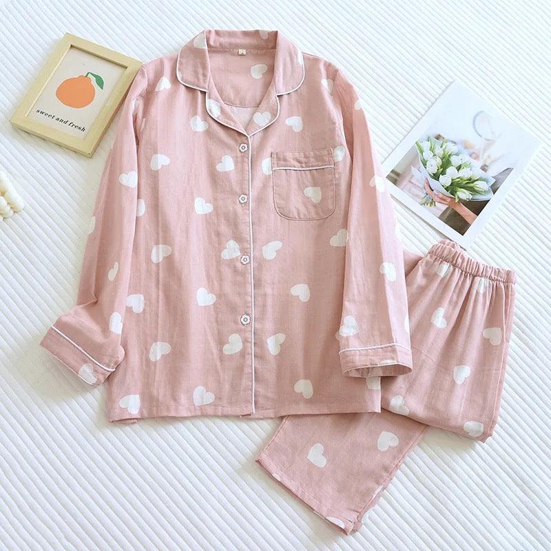 Rebecca Cute Cotton Nightsuits In Pink