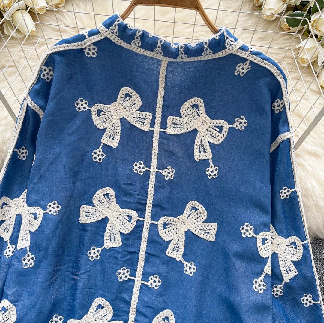Rory Premium Embroidered Cotton Shirts In Sky Blue