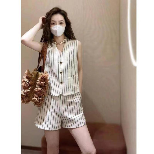 Tarly Striped Summer Coord Set In White